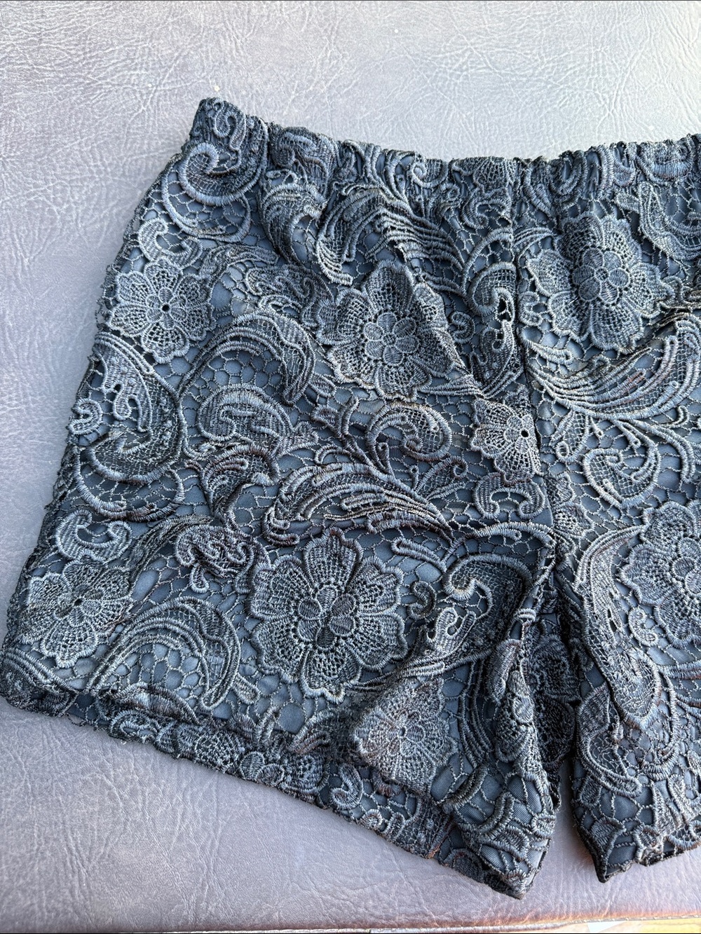 INC International Concepts Charcoal Gray Lace Overlay Shorts